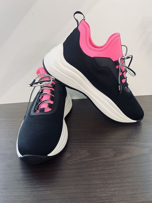 Кросівки оригінал Prada Neoprene Sock Cup Platform Sneakers чорні