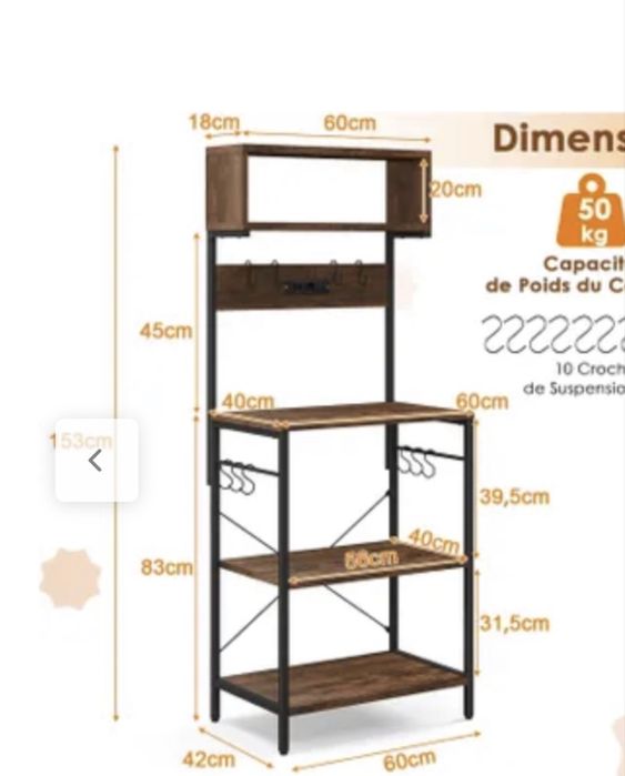 Móvel/Estante de cozinha com tomadas integradas