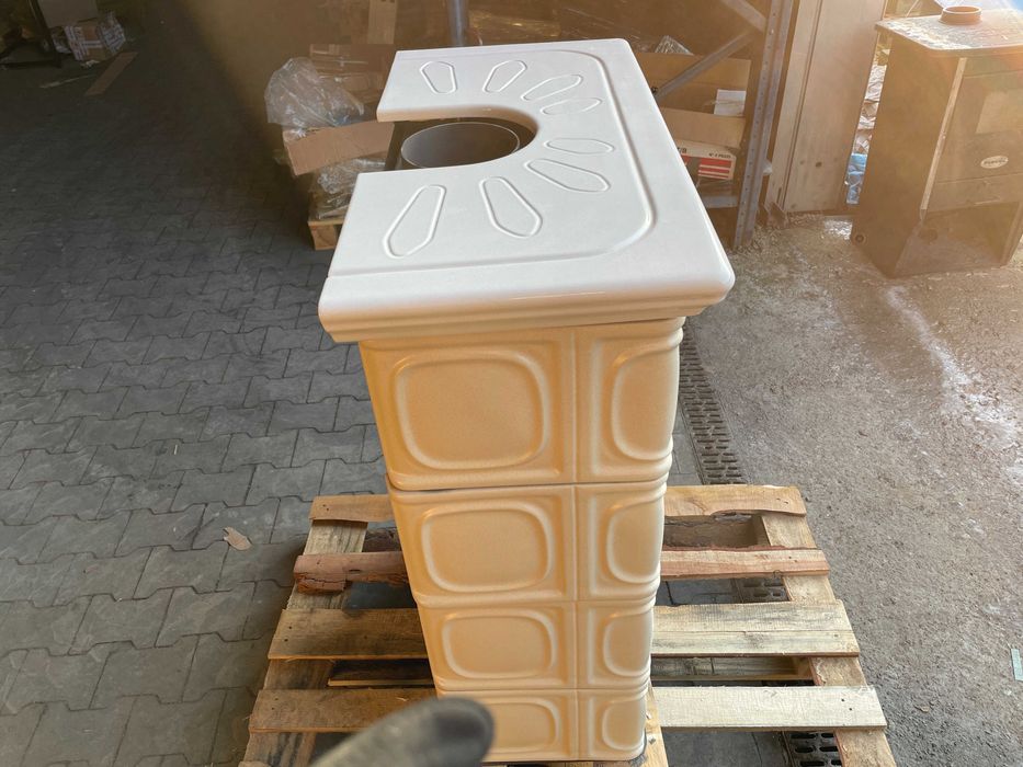 Piec kominek kaflowy koza ELDUR wkład kominkowy cappuccino/Ivory 10kw