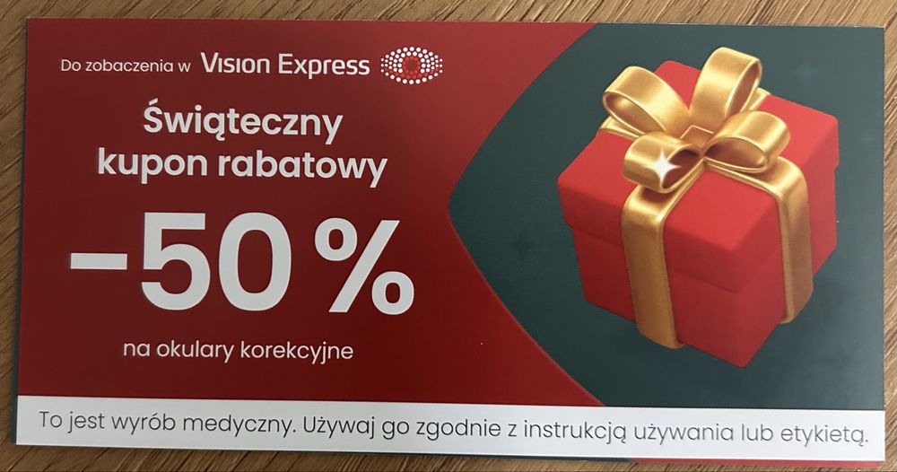 Kupon 50% na kompletną parę okularów Vision Express