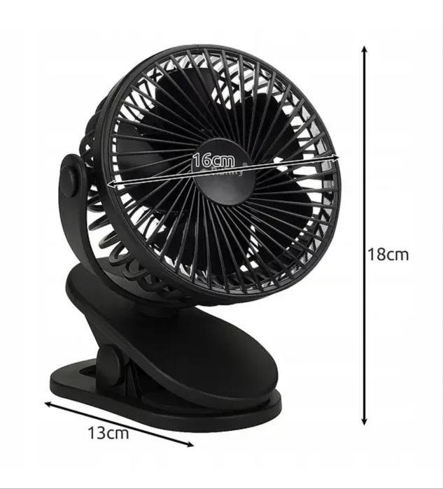 Вентилятор бездротовий USB Настільний Із затисками Ruhhy 25567