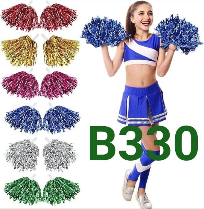 Pompony cheerleaderki kolorowe 12szt zestaw B330