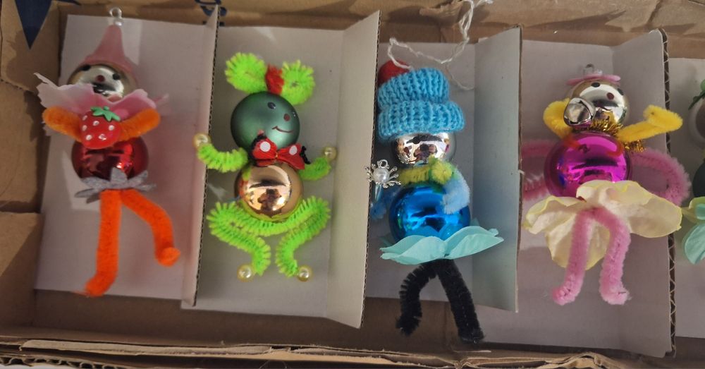 Bombka stara kształtka na choinkę pajacyk zestaw