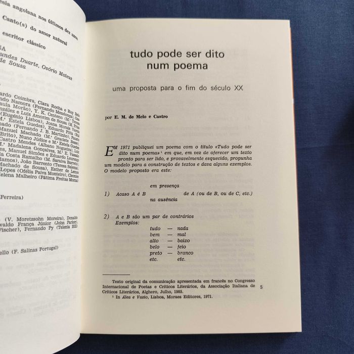 Revista Colóquio Letras 89 - Janeiro 1986