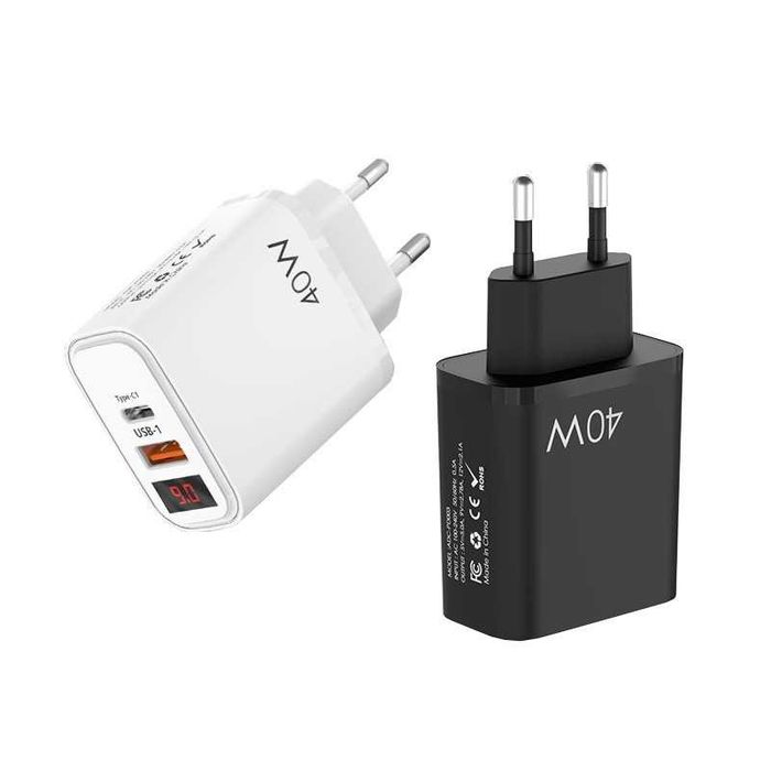 Ładowarka sieciowa 40W USB-C/USB-A Czarna
