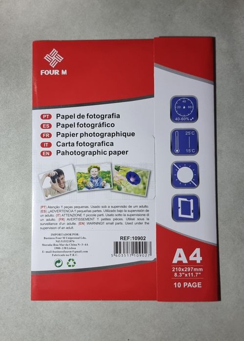 Papel Fotográfico – 10 Folhas, 260 g/m² (Novo)