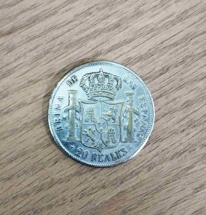 Moeda Isabel 2ª, 20 REALES,  prata, 1860