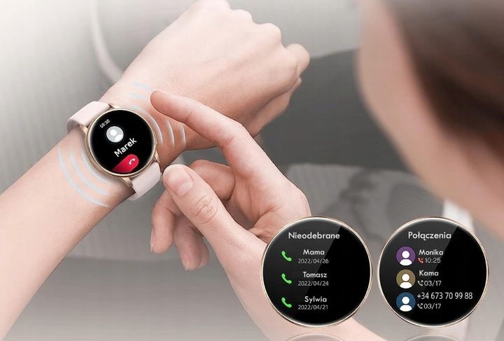 Zegarek Smartwatch Sportowy Rozmowy Damski Polskie Menu Złoty