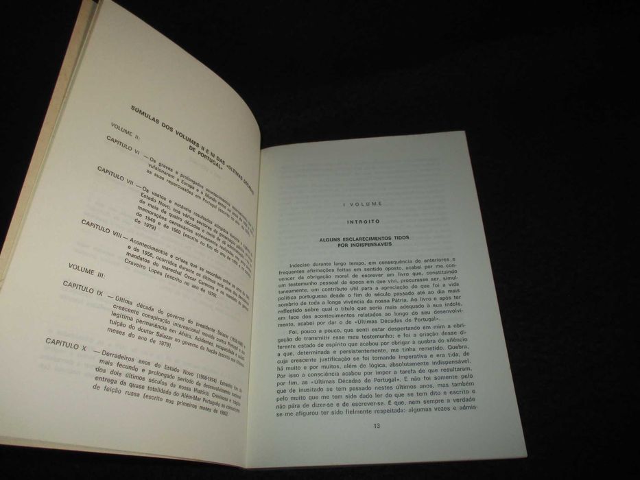 Livro Últimas Décadas de Portugal volume I Américo Thomaz
