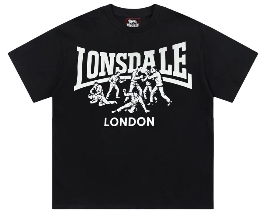 Мужские Футболки Lonsdale fight Logo унисекс лонсдейл тишка черные