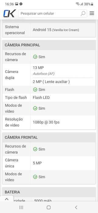 Telemóvel ZTE Blade A36  4 Ram 64GB