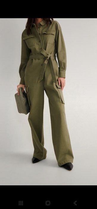 Kombinezon L khaki bojówki nowy jesień bawełna