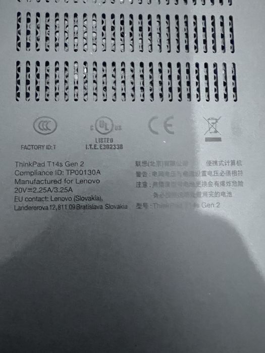 Lenovo ThinkPad T14s Gen 2 Core i7-1185G7 16GB RAM 256GB SSD