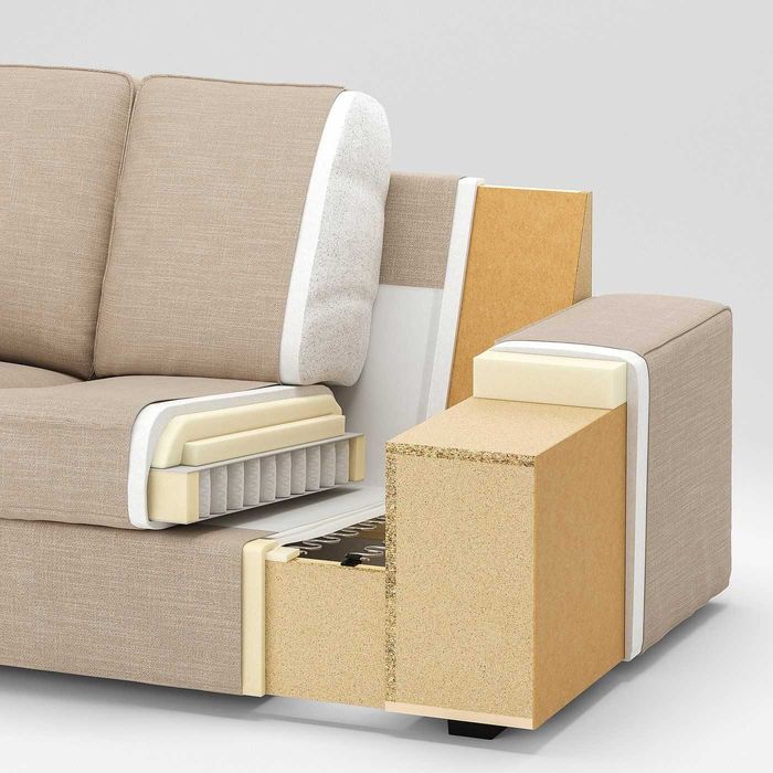 KIVIK Sofá 3 lugares c/chaise longue, Gunnared azul · Usado