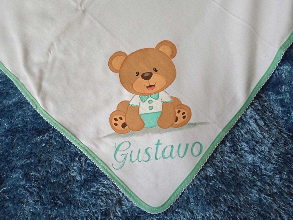 Fralda algodão para bebe pintada a mão