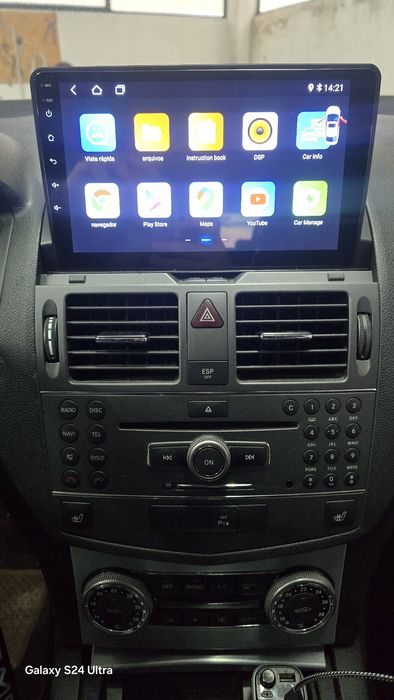 Rádio Android 14 com GPS Mercedes W204 (Artigo Novo)