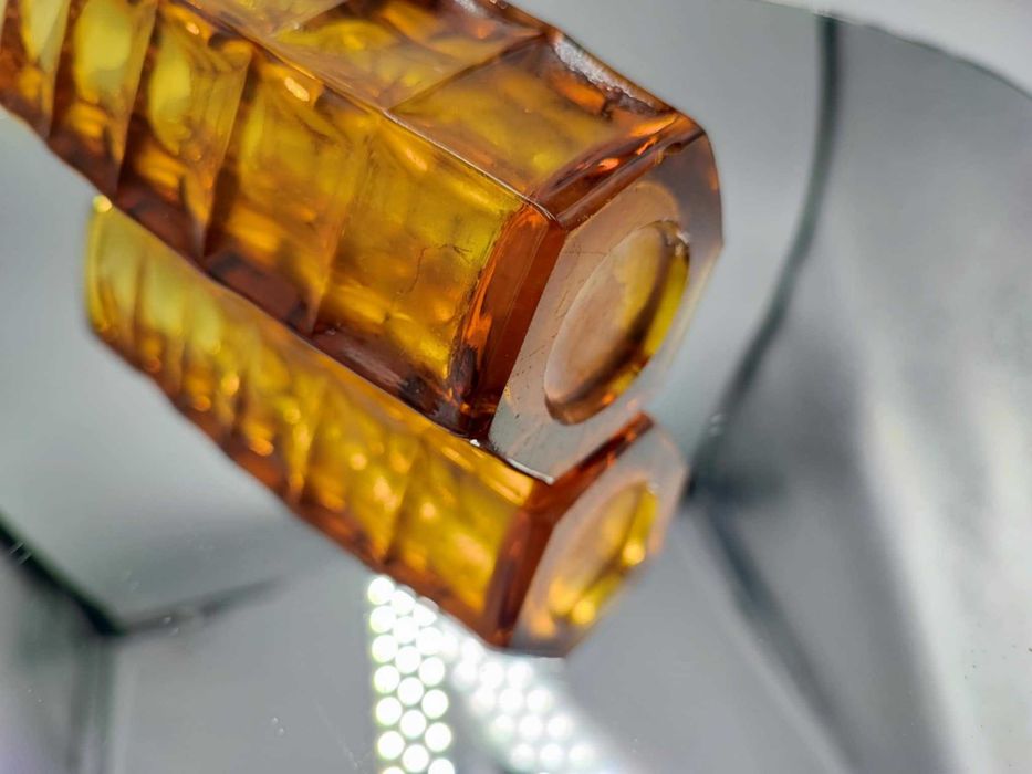 Wazon heksagonalny miodowy Kupczyk Ząbkowice z Prlu,bursztynowy