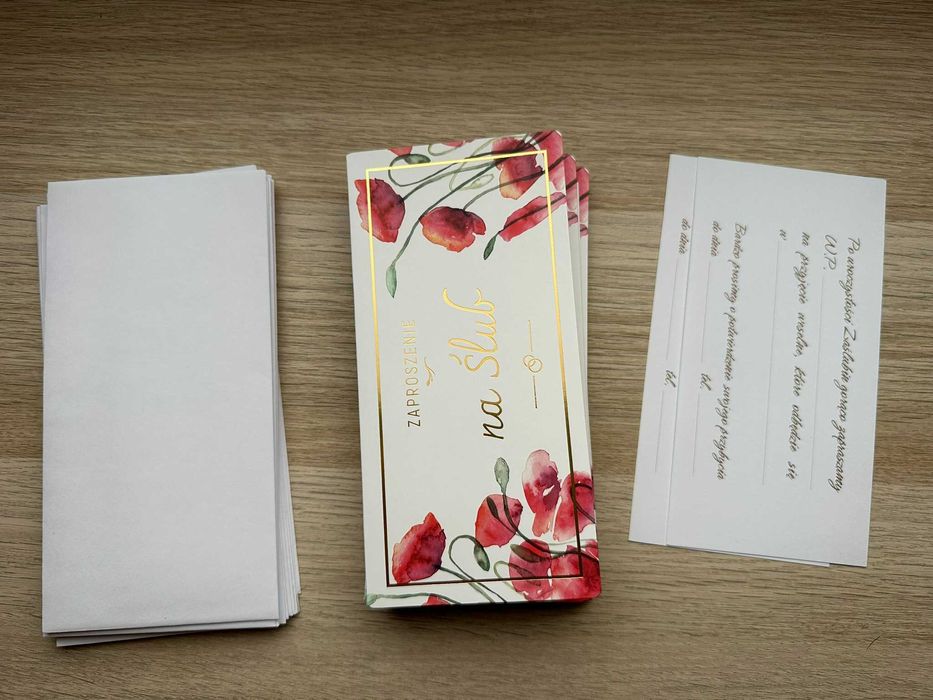 Komplet 10-ciu zaproszeń na ślub z weselem