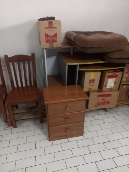 Secretaria para computador e impressora  com espaço para guardar cd's