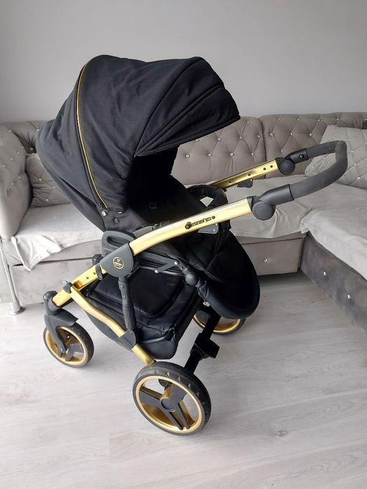 Wozek 3w1 4w1 Junama diamond s line czarny czarno zloty wysyłka bdb za