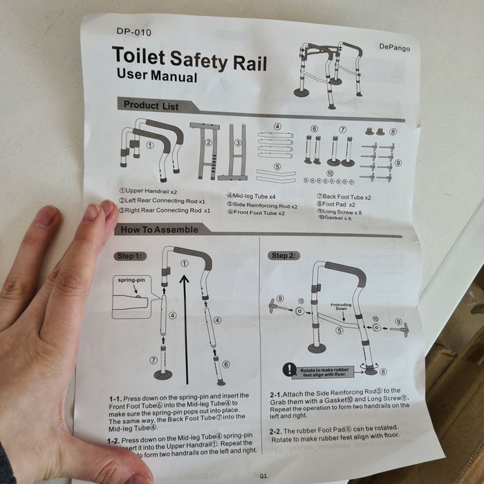 Поручень для унітаза стійка ніжки  для туалету унітазу для літніх люд