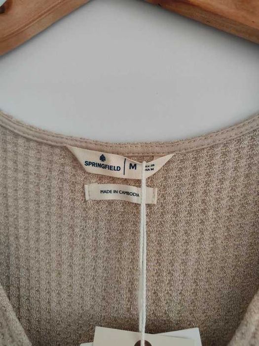 Vestido Midi Springfield - Bege Texturizado (Waffle) - Springfield M