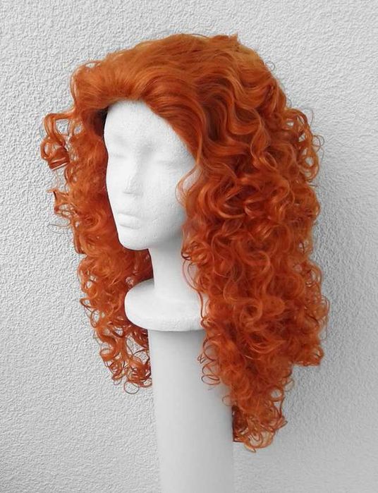 Merida Waleczna lokowana peruka ruda pomarańczowa z lokami cosplay wig