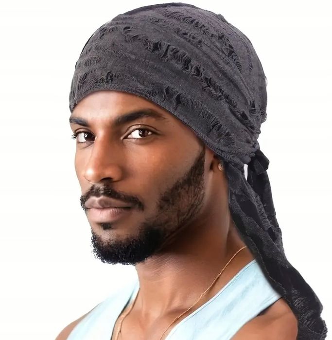 Durag Chusta Bandana na głowę Szara Turban Rap Hip Hop prezent