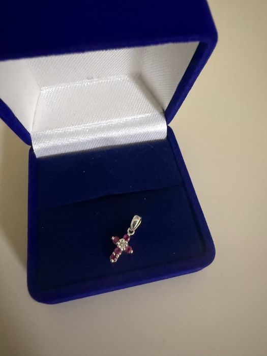 Крестик серебро с рубинами