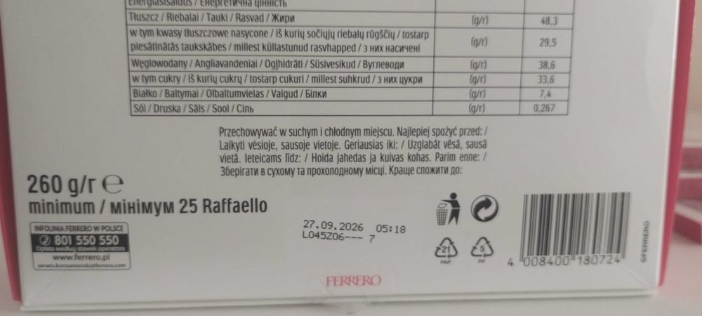 Słodycze komplet Merci Raffaello