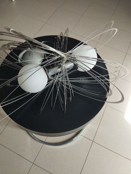 Candeeiro de teto suspenso Vintage em metal prateado espelhado