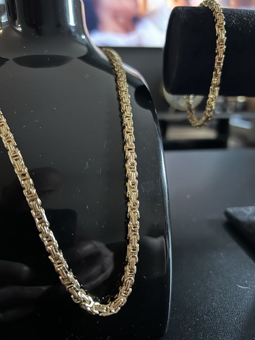 Komplet łancuszek bransoletka złota splot Królewski Nowy