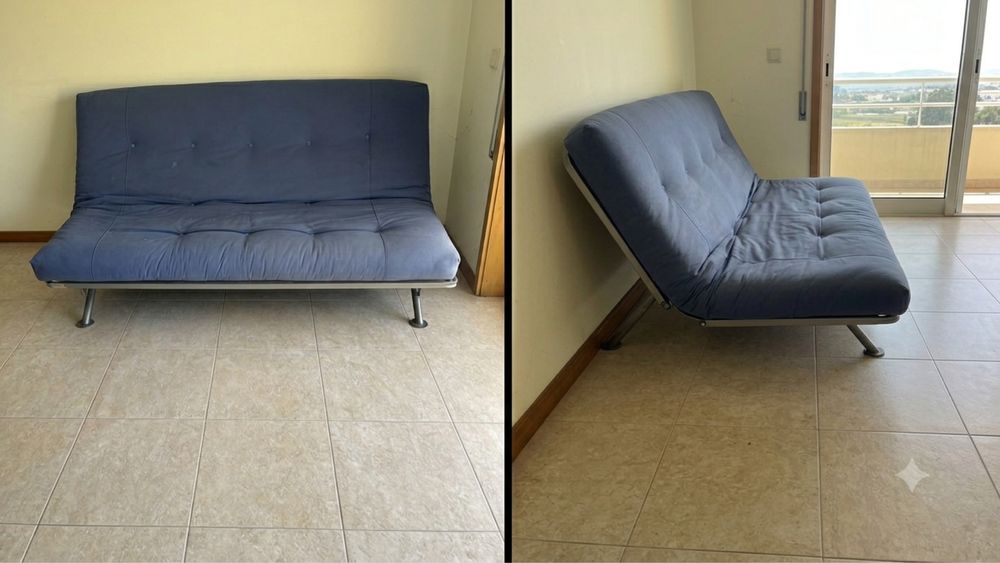 Sofa cama com a estrutura em metal