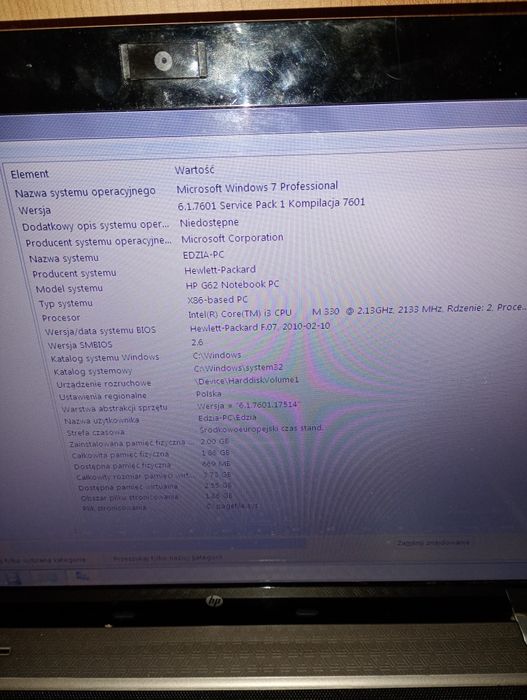 Laptop HP G62 Nootebook PC