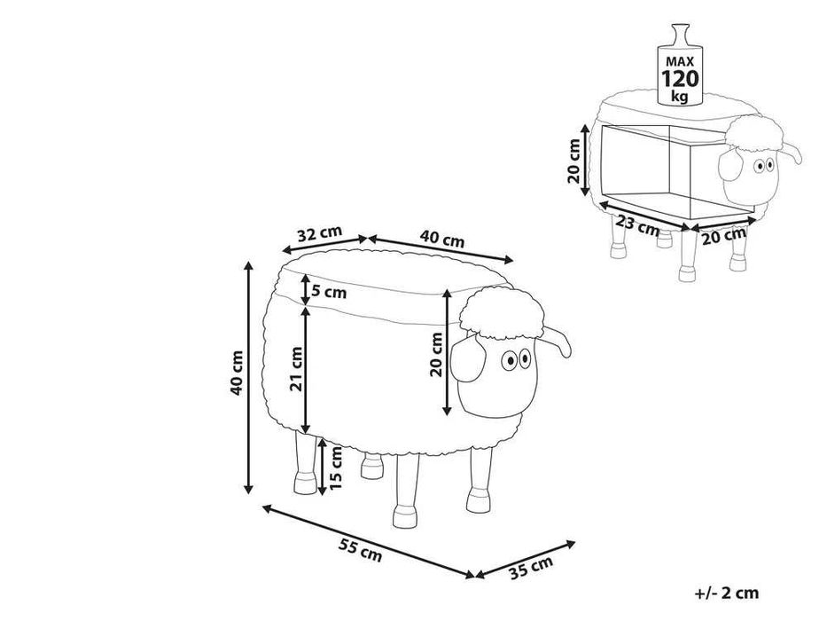 Pufa zwierzak ze schowkiem kolory
