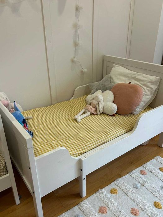 Cama infantil extensível IKEA SUNDVIK + colchão VYSSA + estrado LURÖY