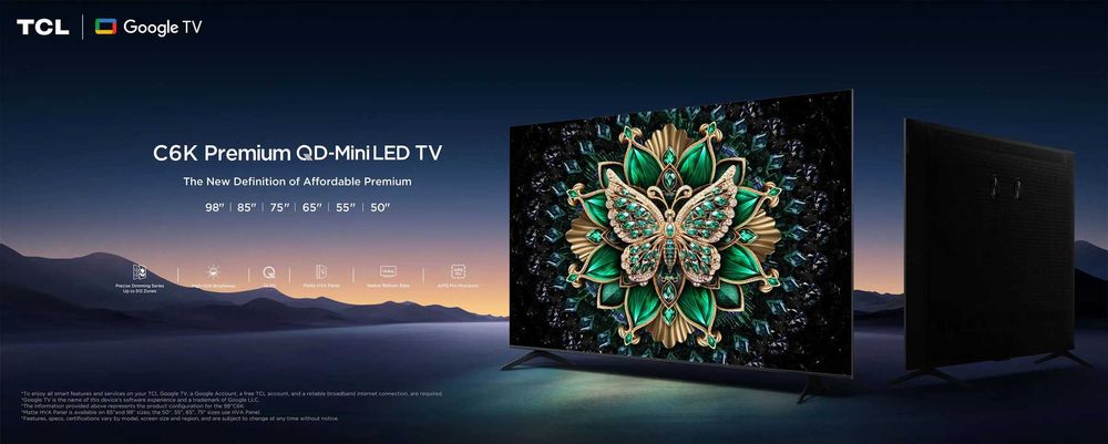 Телевізор TCL 50C6K Premium QLED-Mini LED 144 Гц (в наявності)