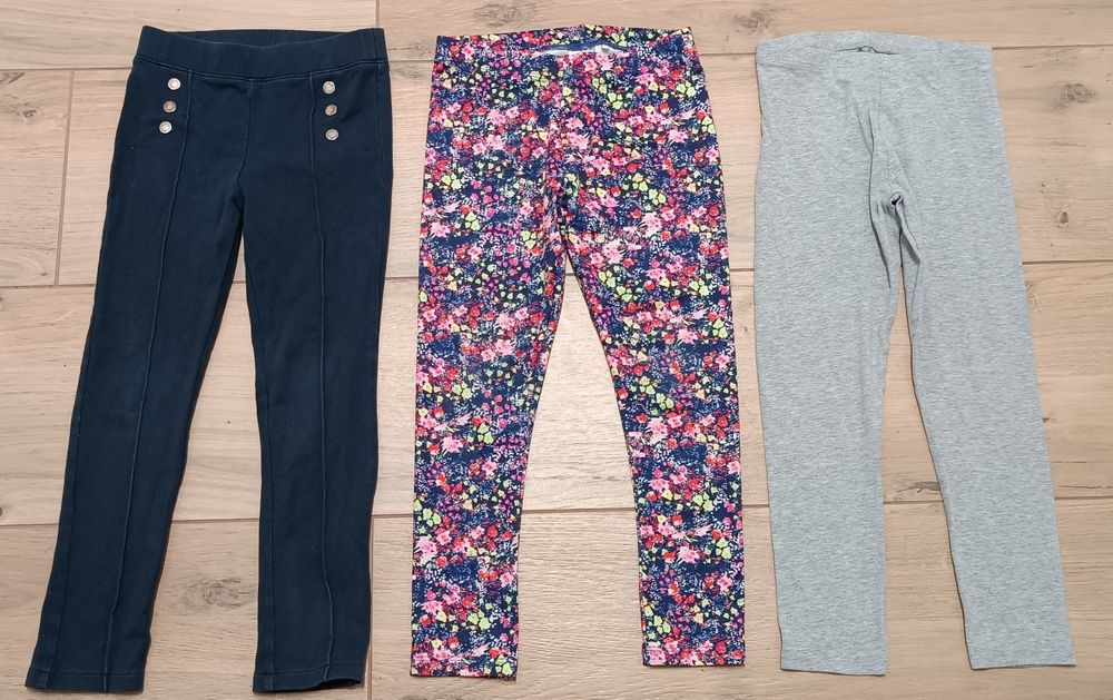 Next 116 H&Ma spodnie 3 szt leginsy legginsy dla dziewczynki kwiaty