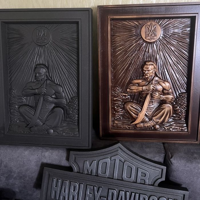 Козак Мамай - різьблена 3d-картина з дерева, подарунок патріоту