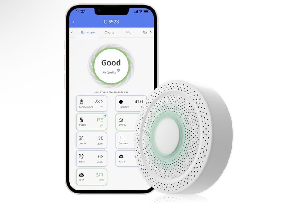 Професійний монітор якості повітря UbiBot AQS1 (WiFi / IoT / Хмарний моніторинг)