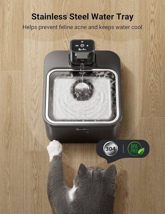 Бездротовий котячий фонтанчик для пиття DownyPaws, 2,5 л, акумуляторний  з датчиком руху  4000 мАг тихий водяний насос