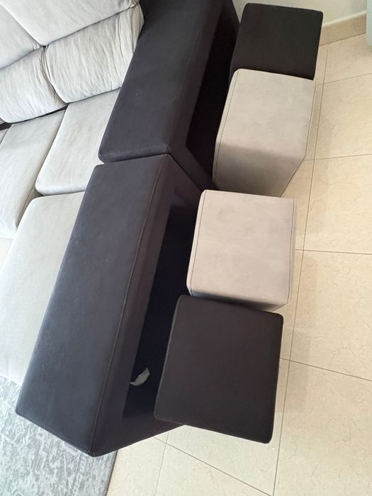 Sofá cordoba com chaise longue e 4 puffs como novo
