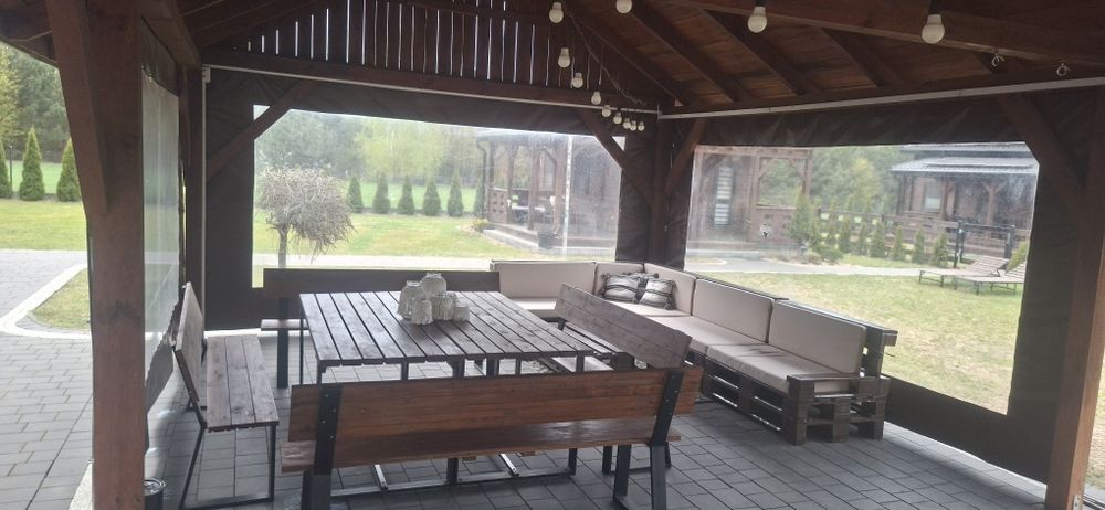 Domek drewniany z wiatą; Sauna; JACUZZI