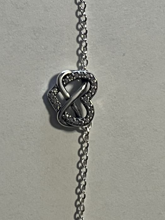 Łańcuszek naszyjnik Pandora serce cyrkonie 925srebro nowy Walentyn