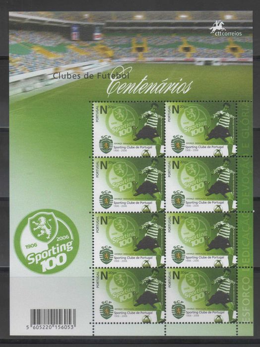 3 Folhas Miniatura de 2005 Porto, Benfica e Sporting. Novas.