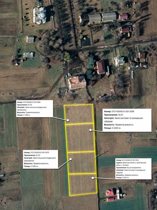 Земельні ділянки за 16 000 $ | 80соток в центрі села