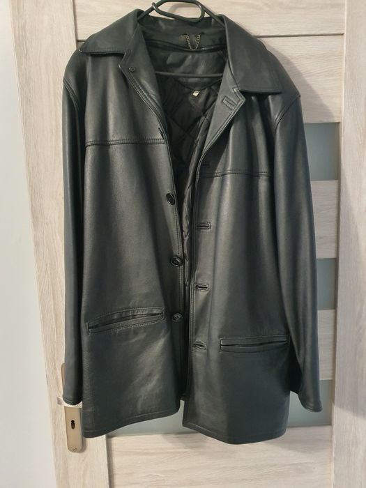 Płaszcz męski skórzany/ kurtka, XL, czarna