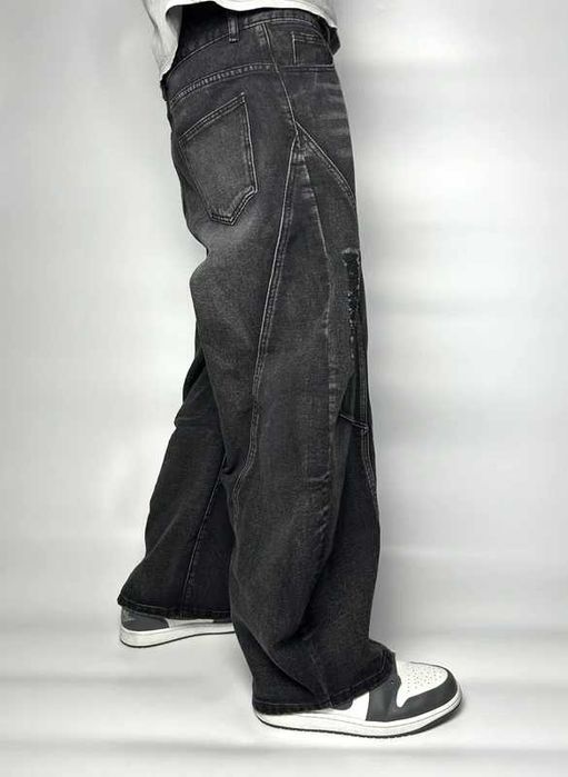 Czarne jeansy baggy wide leg – szerokie spodnie opium core punk rock
