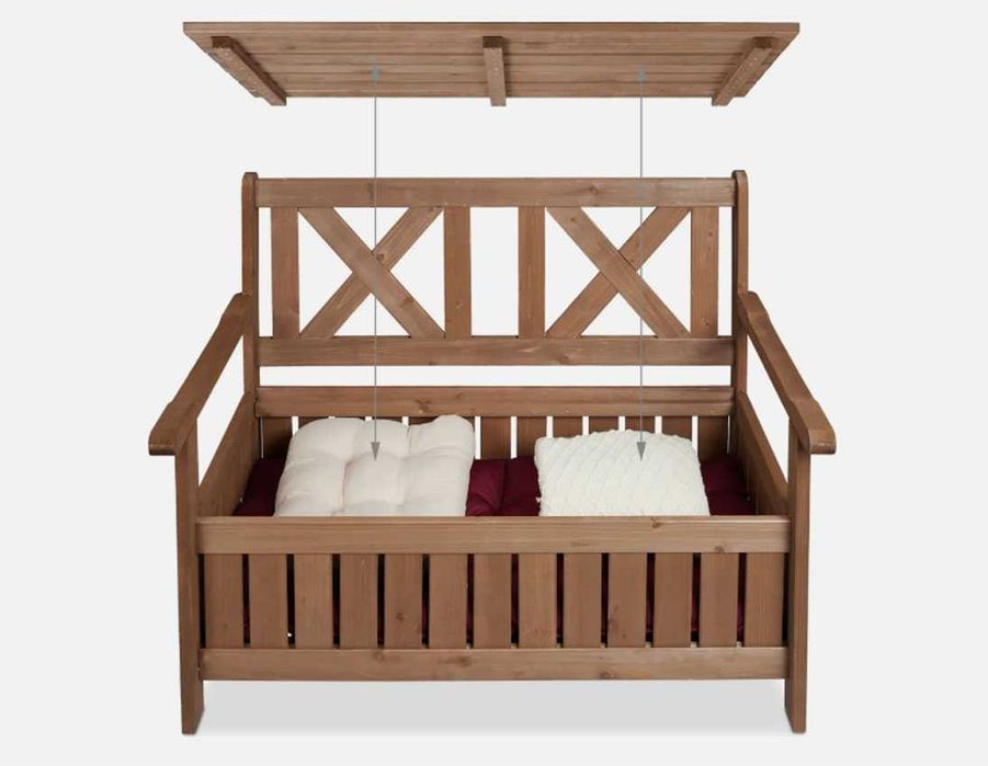 Drewniana ławka/skrzynia ogrodowa - Relaxdays