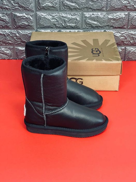 Последняя пара 37 размер !! Высокие угги на замке/ Ugg кожаные черные